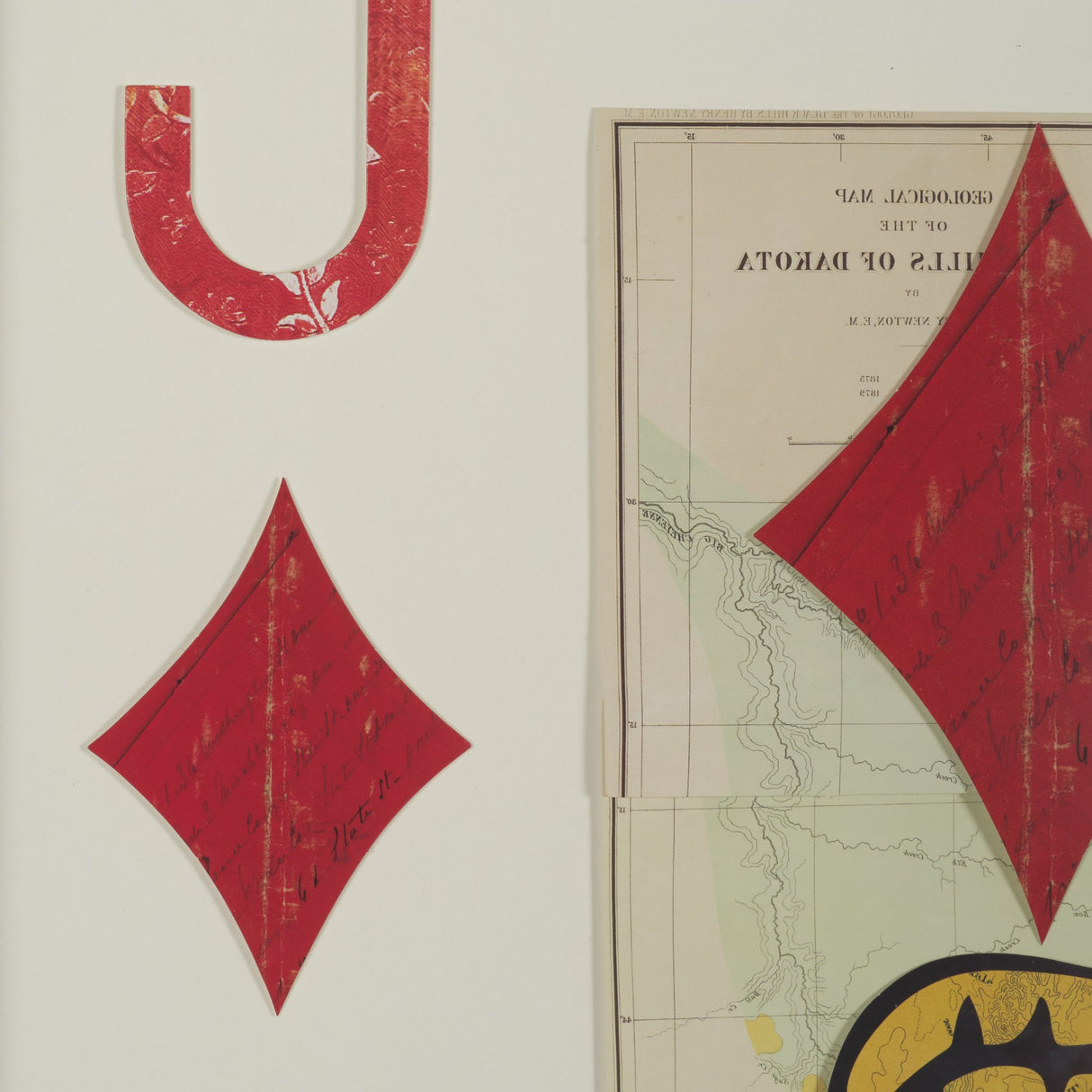 Jack of Diamonds Playing Card a Paper Mosaic Collage Framed Art under Glass from Mercana - Luna Furniture