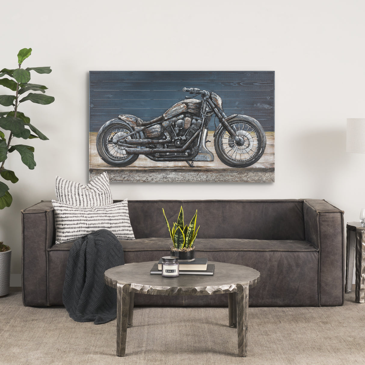 Vintage Cylinder 60x36 Hand Painted on Wood Oil Painting from Mercana - Luna Furniture