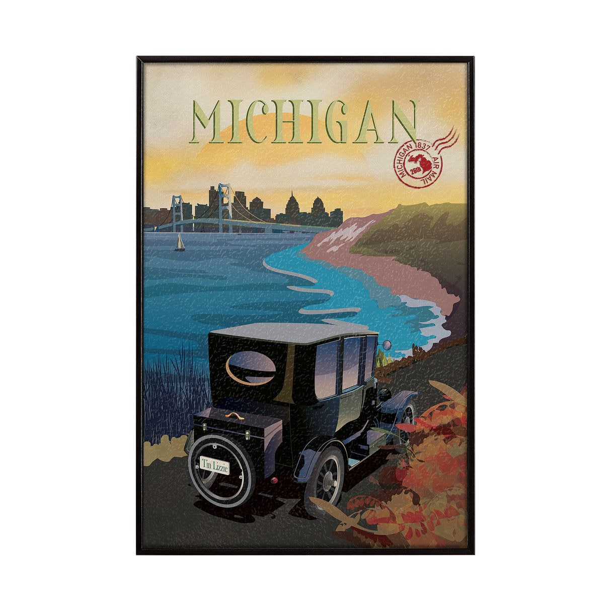 Michigan Go USA (SM) by Mercana Studio a Hand Embellished Decograph Framed Art Print from Mercana - Luna Furniture