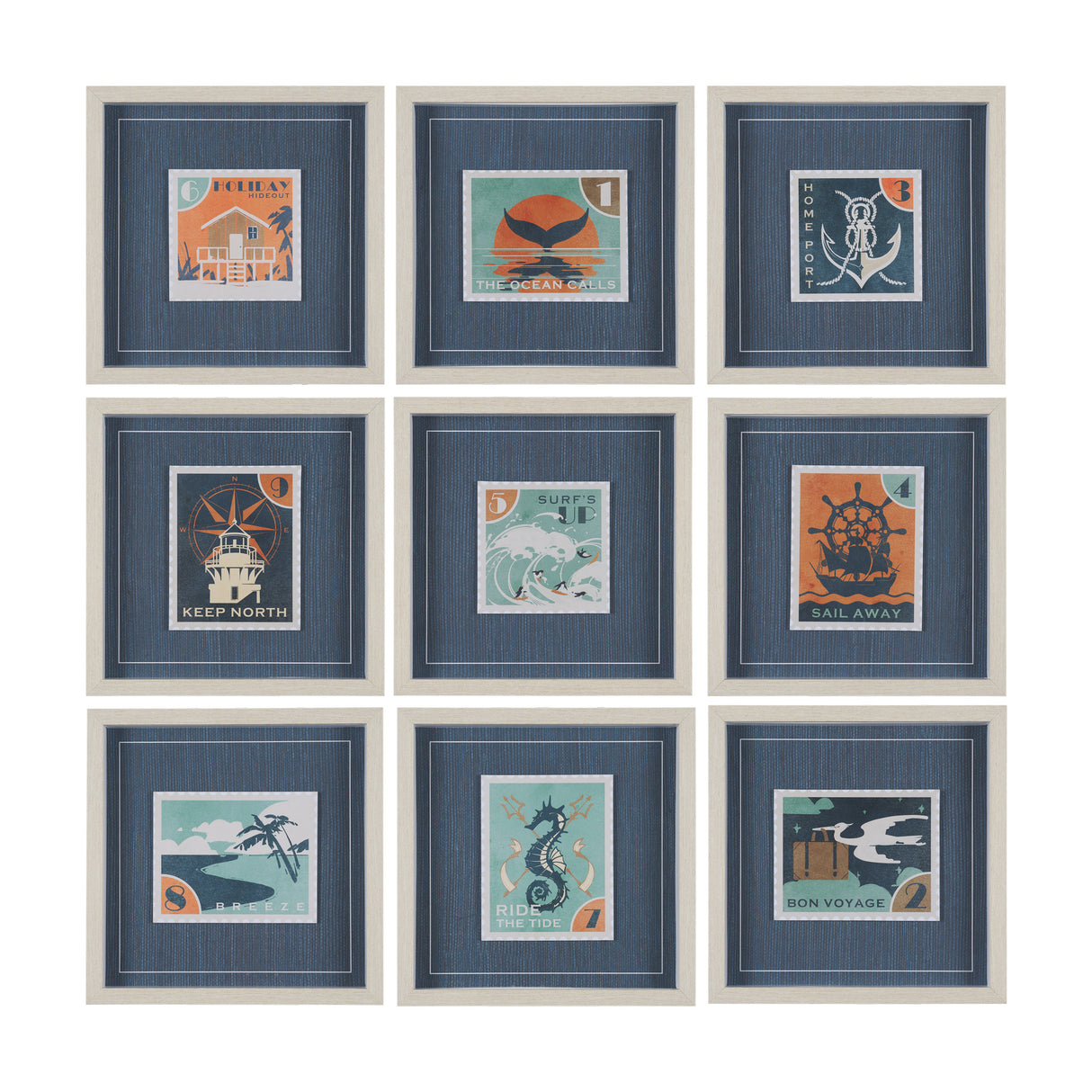 Bon Voyage (Set of 9) by Mercana Studio a Hand Embellished Framed Art Print Matted under Glass from Mercana - Luna Furniture