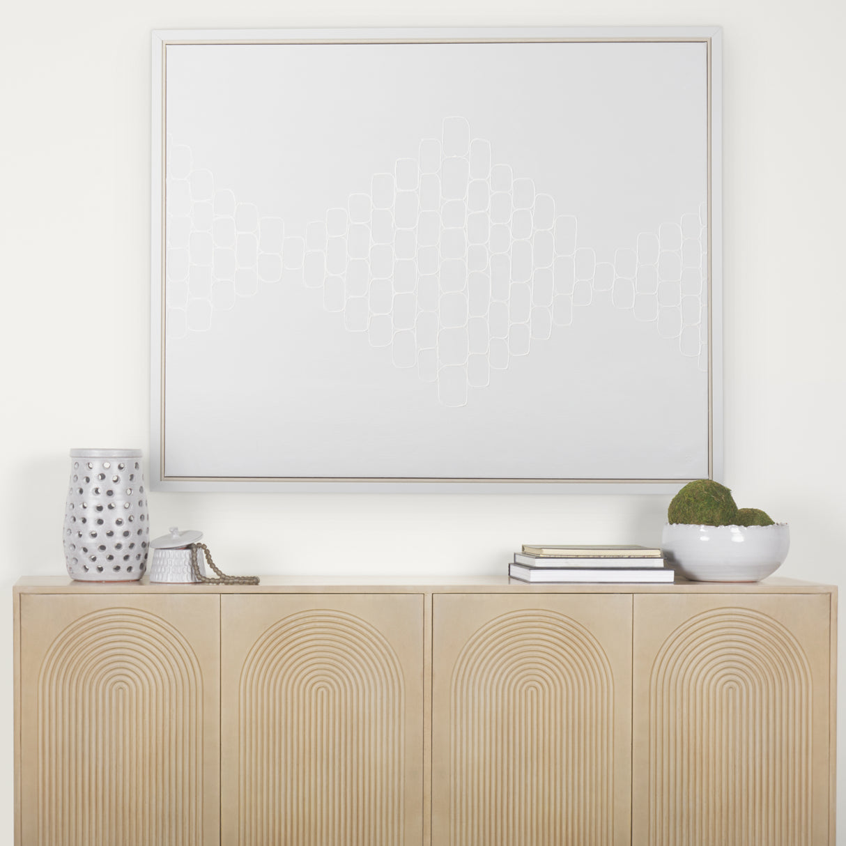 Tucker Light Brown Wood w/ Carved Arch Pattern 4 Door Sideboard from Mercana - Luna Furniture