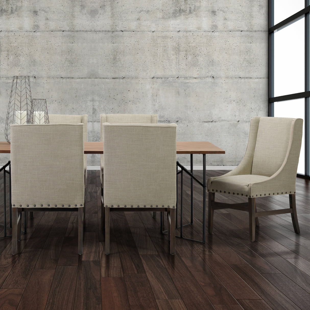 Kensington I Beige Fabric and Solid Wood Dining Chair from Mercana - Luna Furniture