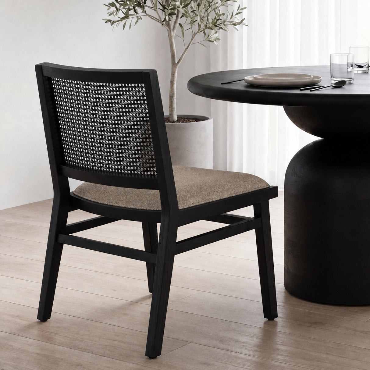 Wynn 20.5L x 24.6W x 34.1H Beige Fabric W/Black Wood Dining Chair, Set of 2 from Mercana - Luna Furniture