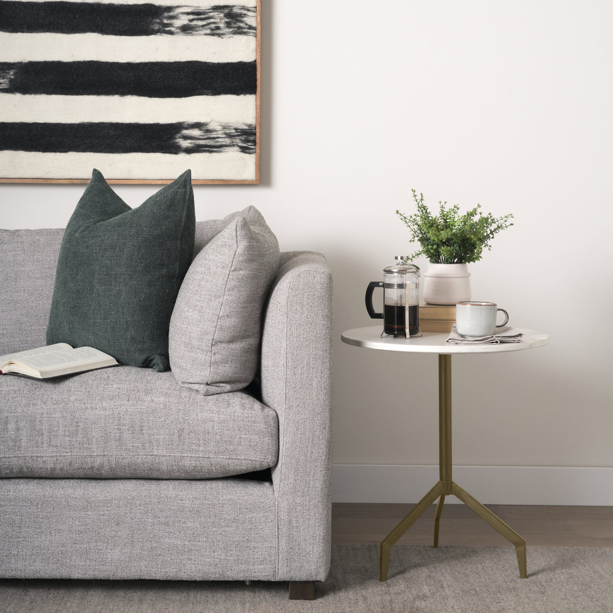 Serre Marble Top 3 Prong Gold Metal Base End Table from Mercana - Luna Furniture