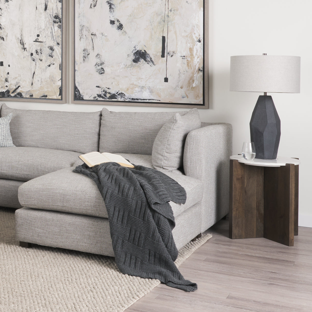 Bianca Dark Brown Wood w/ Marble Round Accent Table from Mercana - Luna Furniture