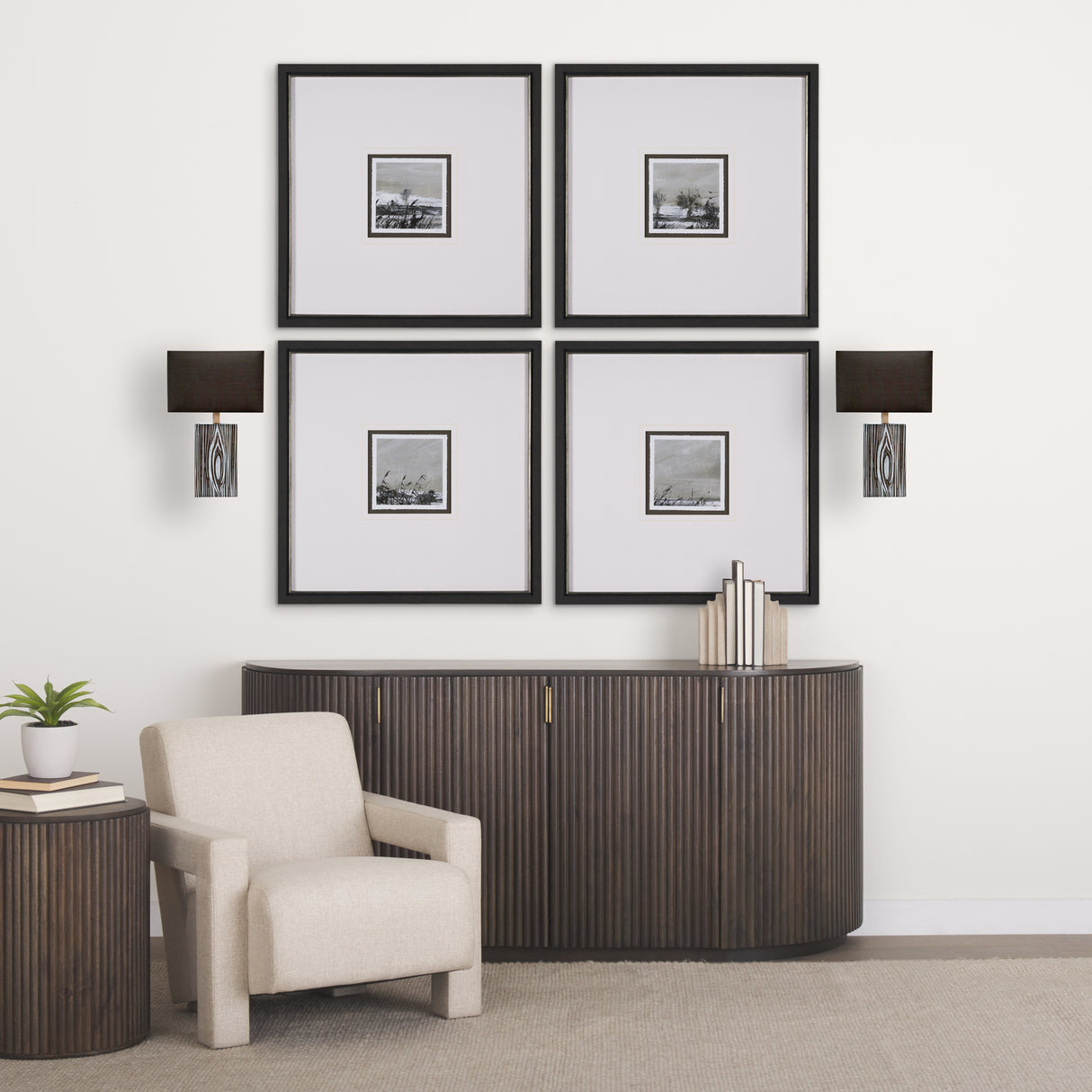 Maravilla III 11x17 Black/White Pattered Base Black Fabric Shade Wall Sconce from Mercana - Luna Furniture