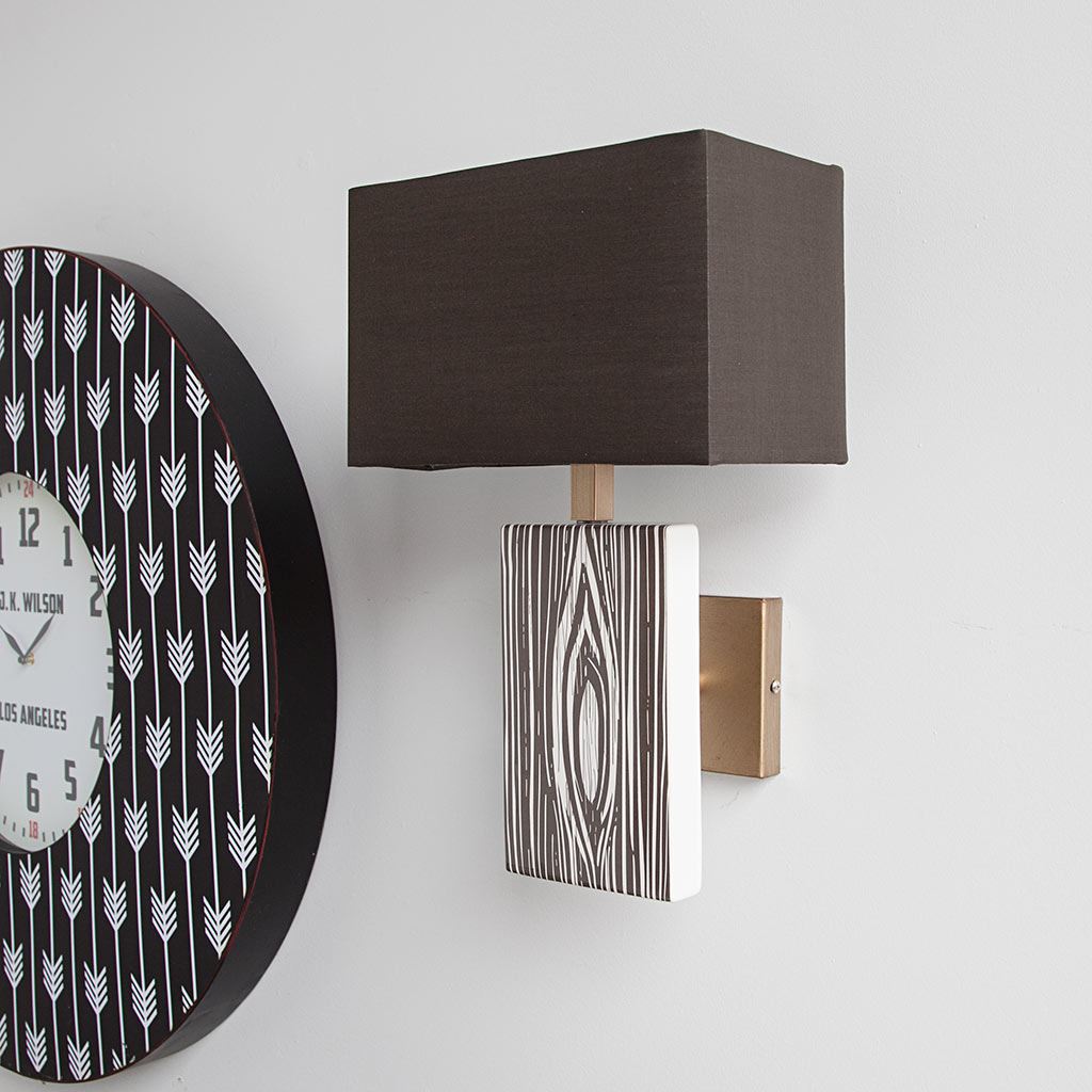 Maravilla III 11x17 Black/White Pattered Base Black Fabric Shade Wall Sconce from Mercana - Luna Furniture