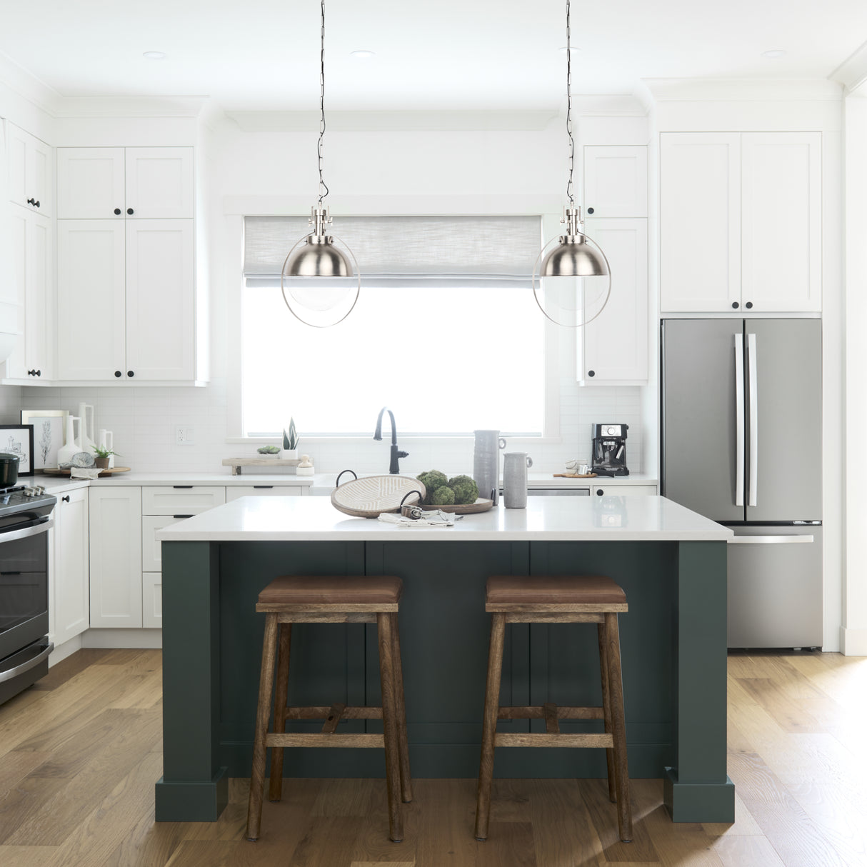 Leighton 15.0L x 15.0W x 20.0H Antique Nickel Pendant Light from Mercana - Luna Furniture