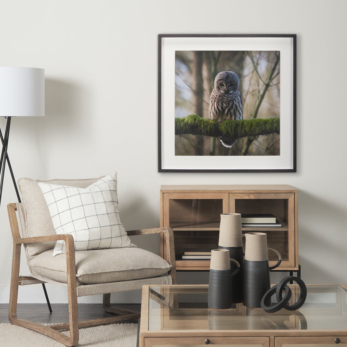 Forest Owl by Chad Mackay a Hand Embellished Textured Framed Photo Art Print Matted under Glass from Mercana - Luna Furniture