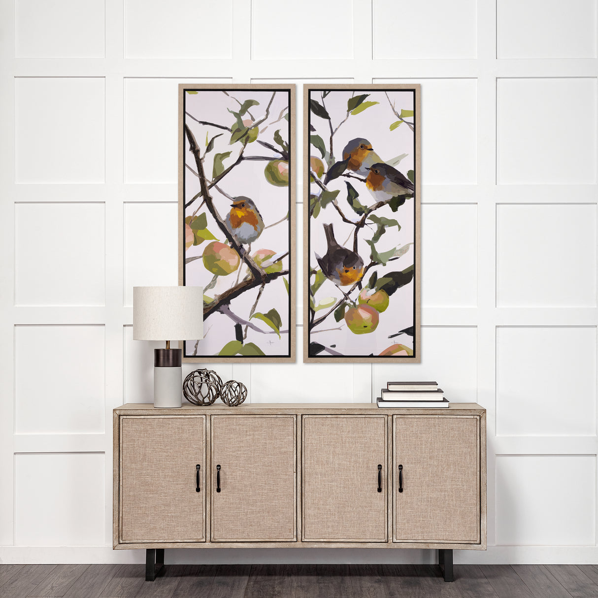 Birds & Apples I by Mercana Studio a Hand Embellished Textured Framed Canvas from Mercana - Luna Furniture