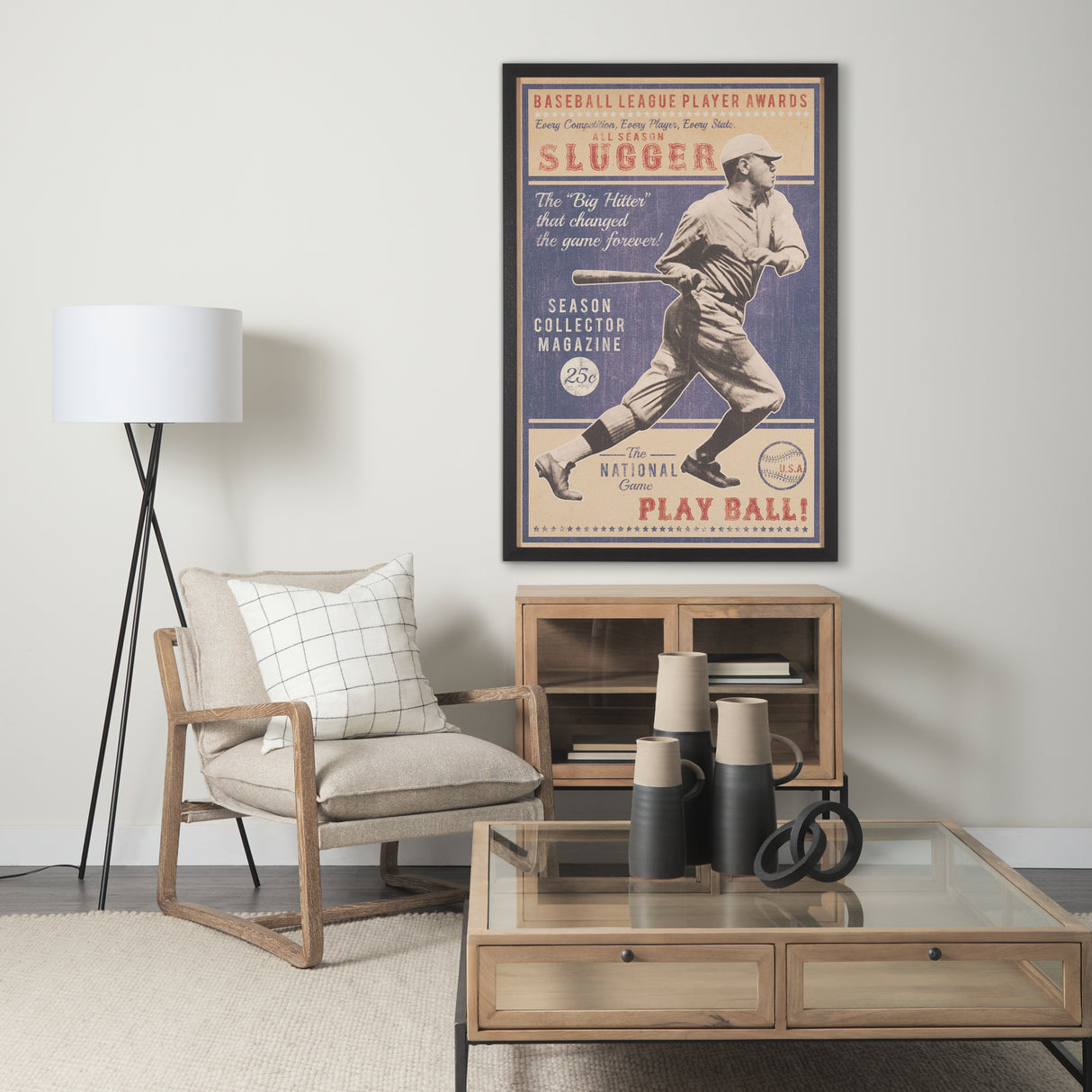 Play Ball by The Vintage Collection a Hand Embellished Framed Art Print from Mercana - Luna Furniture
