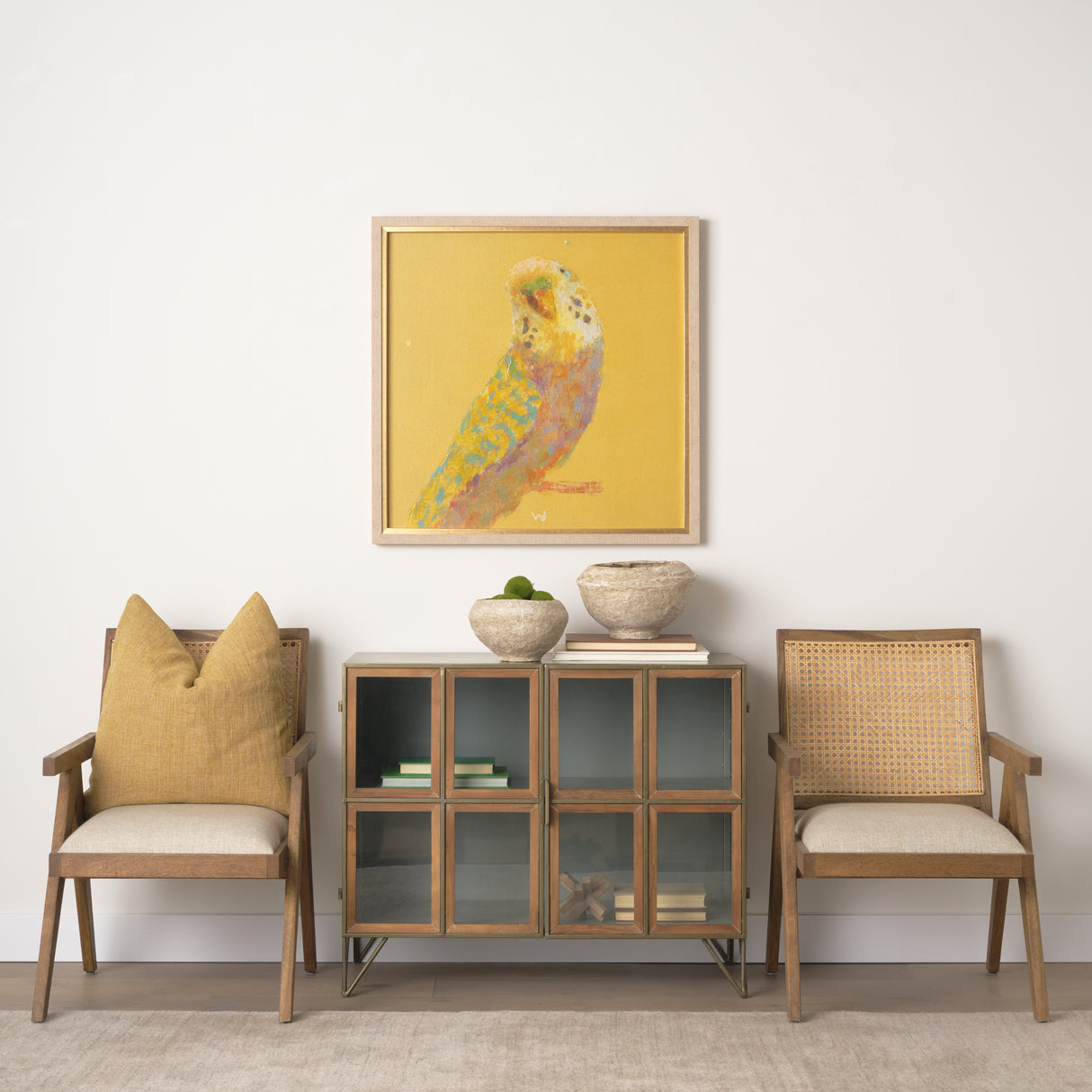 Donna Light Brown Wood Cane-Back w/ Beige Upholstered Seat Dining Chair from Mercana - Luna Furniture