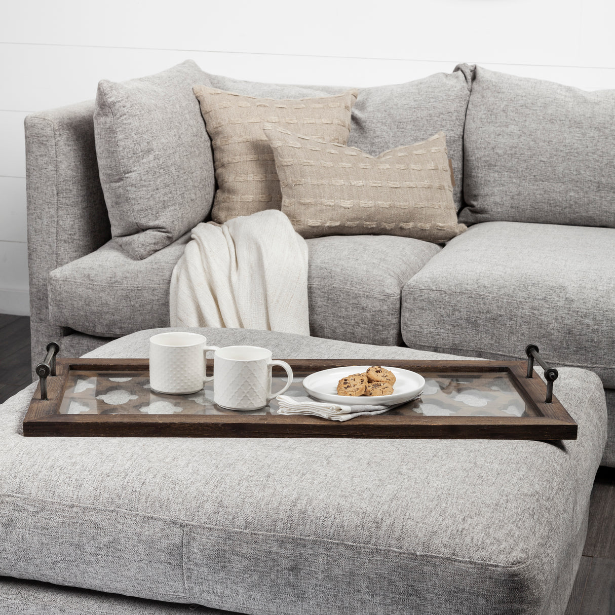 Stotonic 35L x 16W Brown Wood W Glass Top Rectangular Serving Tray from Mercana - Luna Furniture