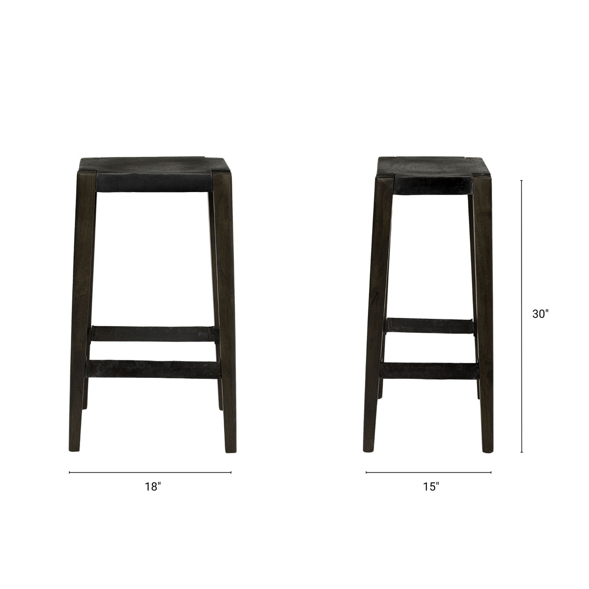 Nell 30" Seat Height Black Metal Seat & Foot Rest With Black Wood Legs Stool from Mercana - Luna Furniture