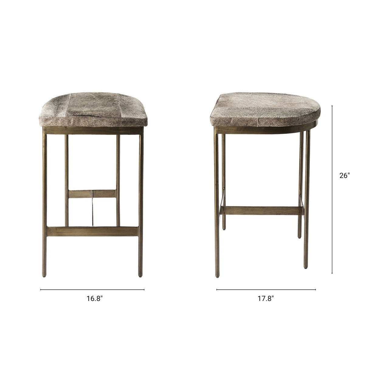 Millie 16.75 X 17.75 X 26.25 Hair-on-hide Seat W/ Gold Metal Frame Counter Stool from Mercana - Luna Furniture