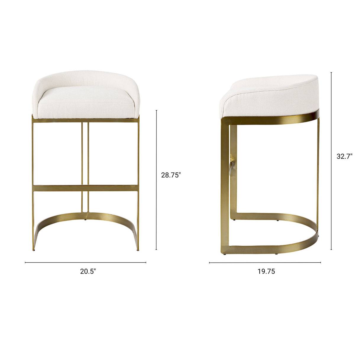Hollyfield II Cream Fabric Seat W/ Gold Metal Base Bar Stool from Mercana - Luna Furniture