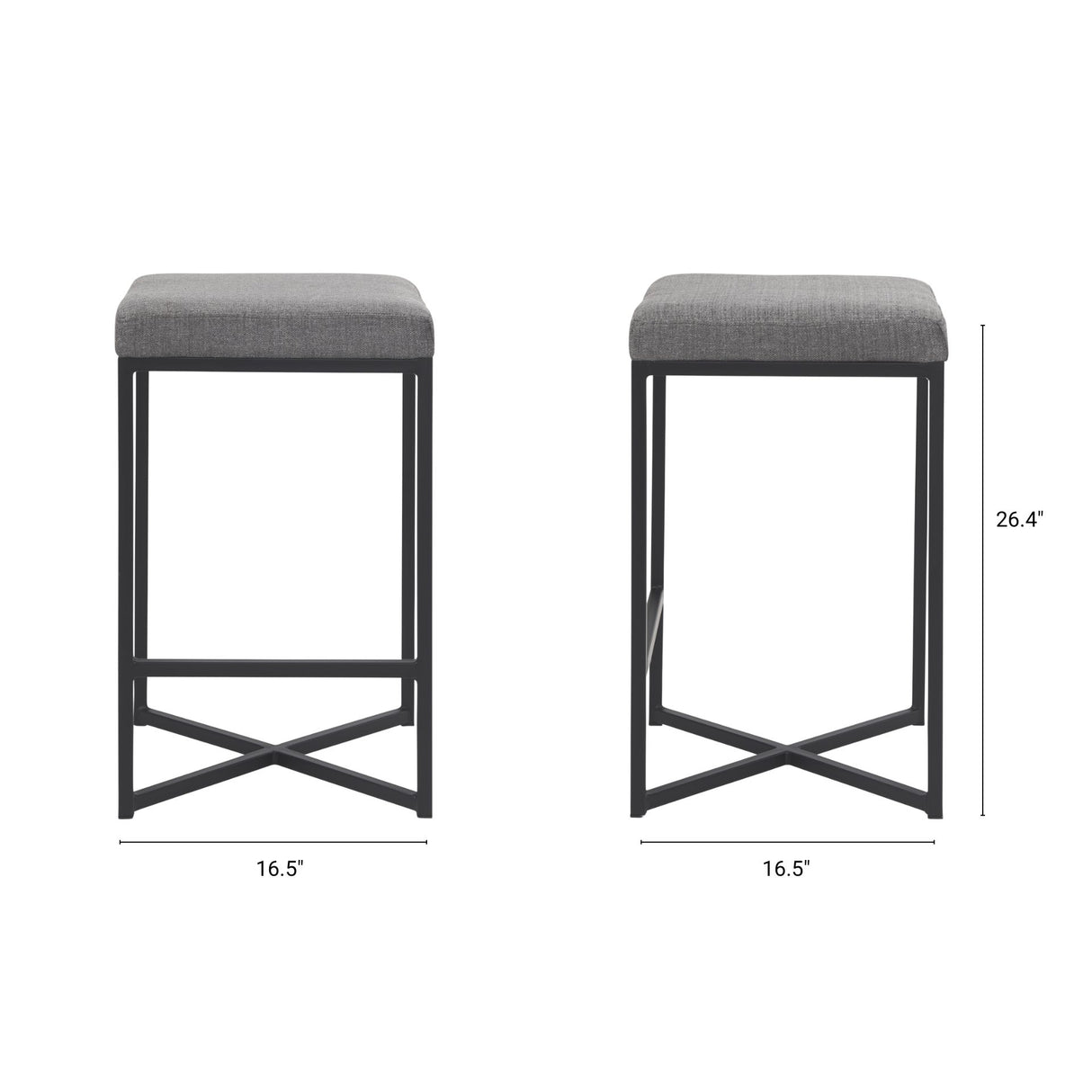 Frodo 26.4H Gray Fabric Seat W/Black Iron Frame Counter Stool from Mercana - Luna Furniture