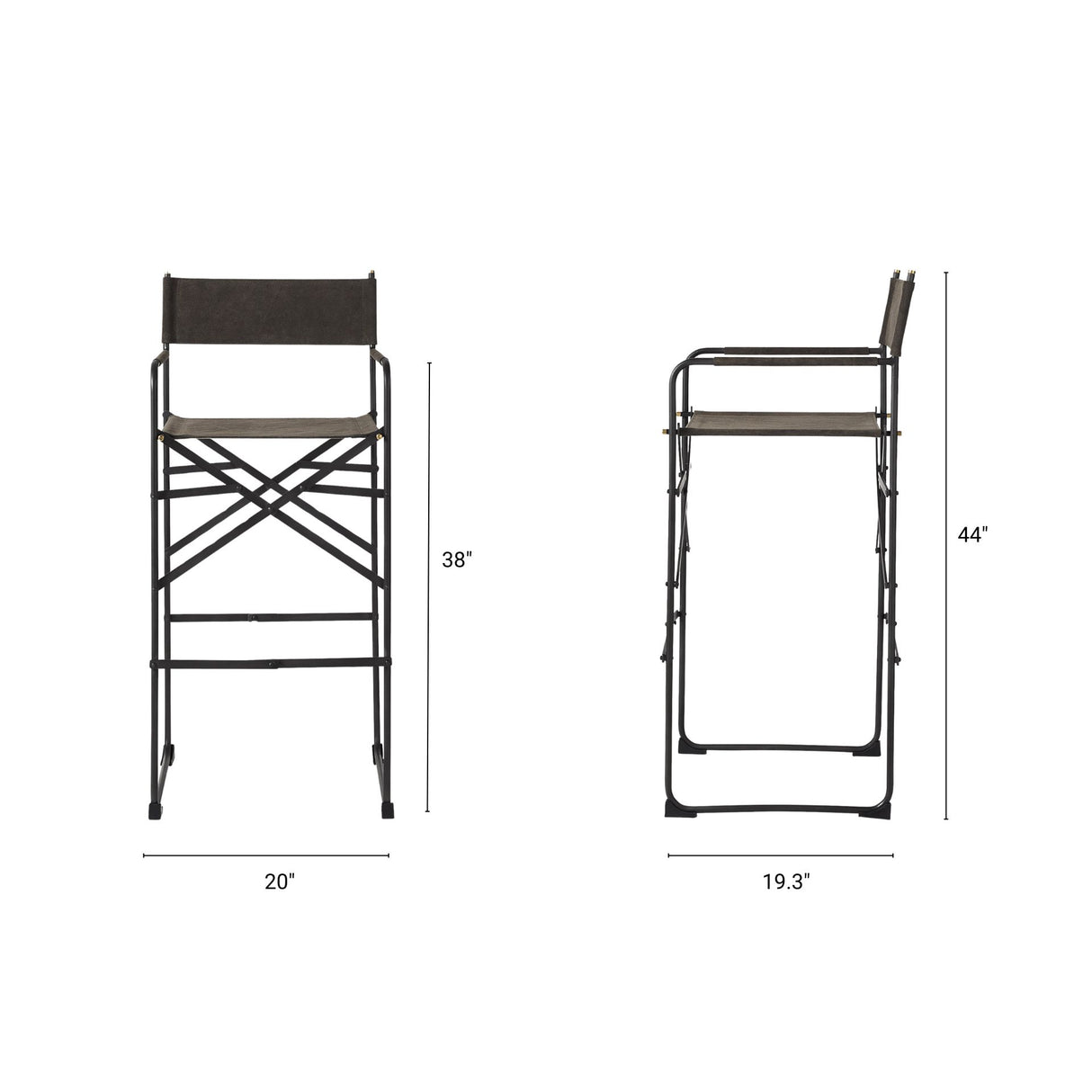 Direttore 19.3L x 19.3W x 44.1H Brown/Gray Suede W/ Metal Frame Bar Stool from Mercana - Luna Furniture