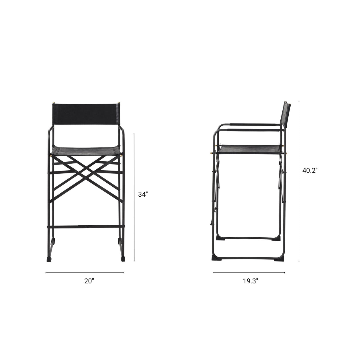 Direttore 19.3L x 19.3W x 40.2H Black Leather W/Black Frame Counter Stool from Mercana - Luna Furniture