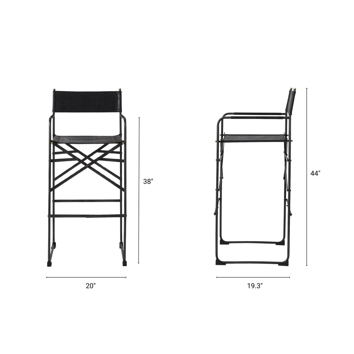 Direttore 19.3L x 19.3W x 44.1H Black Leather Seat W/Black Iron Frame Bar Stool from Mercana - Luna Furniture