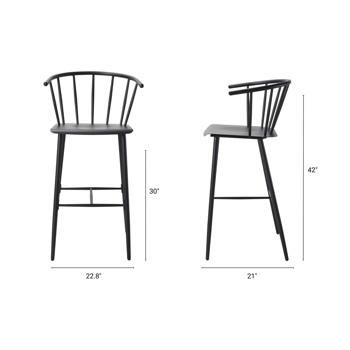 Colin Black Metal Bar Stool from Mercana - Luna Furniture