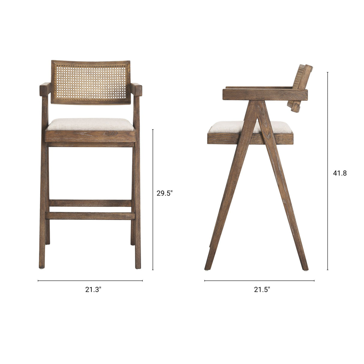 Indie Medium Brown Wood w/ Cane Bar Stool from Mercana - Luna Furniture