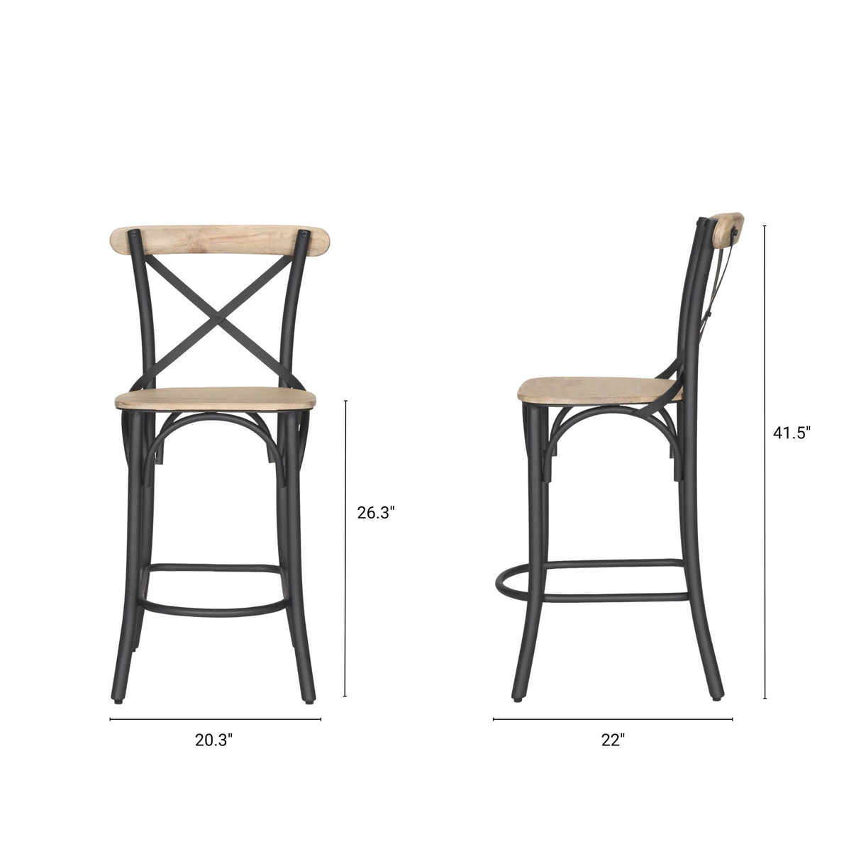 Etienne Light Brown Wood w/ Iron Metal Counter Stool from Mercana - Luna Furniture