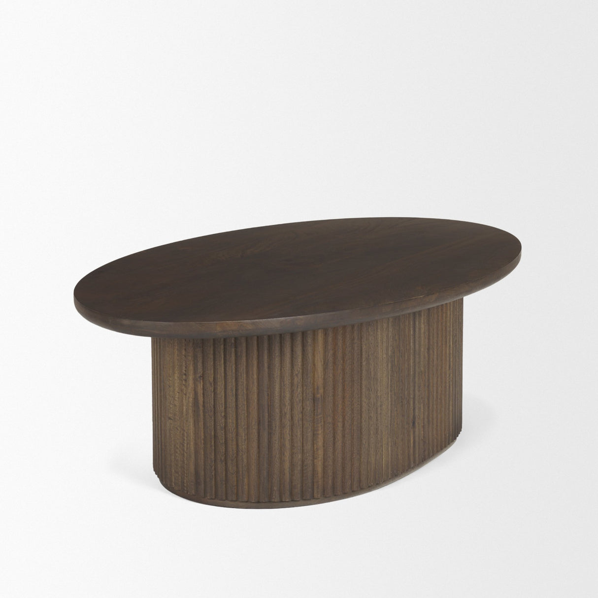 Terra 48L x 28W x 15H Dark Brown Wood Oval Fluted Coffee Table from Mercana - Luna Furniture
