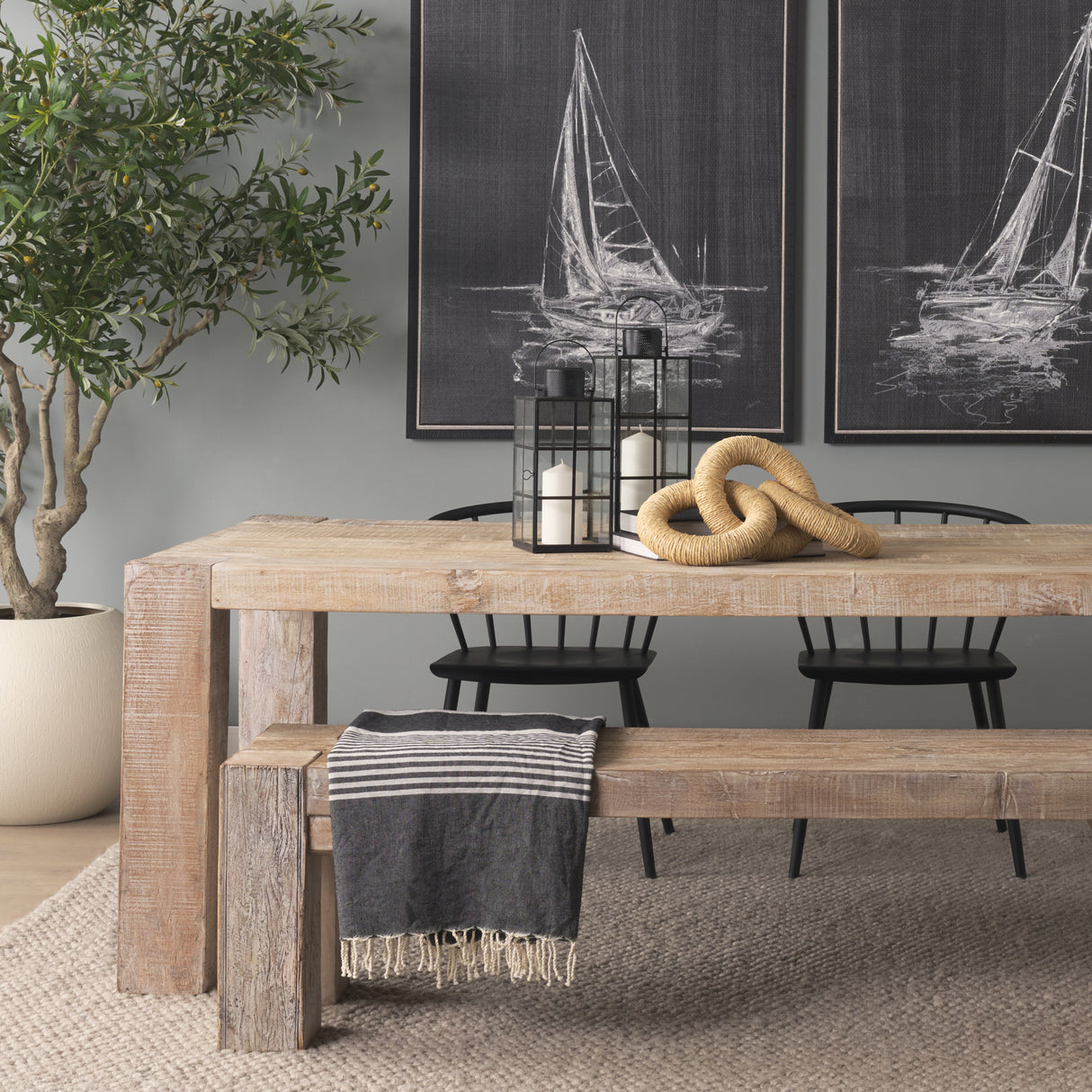 Alize Jute Wrapped Solid Wood Circular Chain Link Decorative Object from Mercana - Luna Furniture