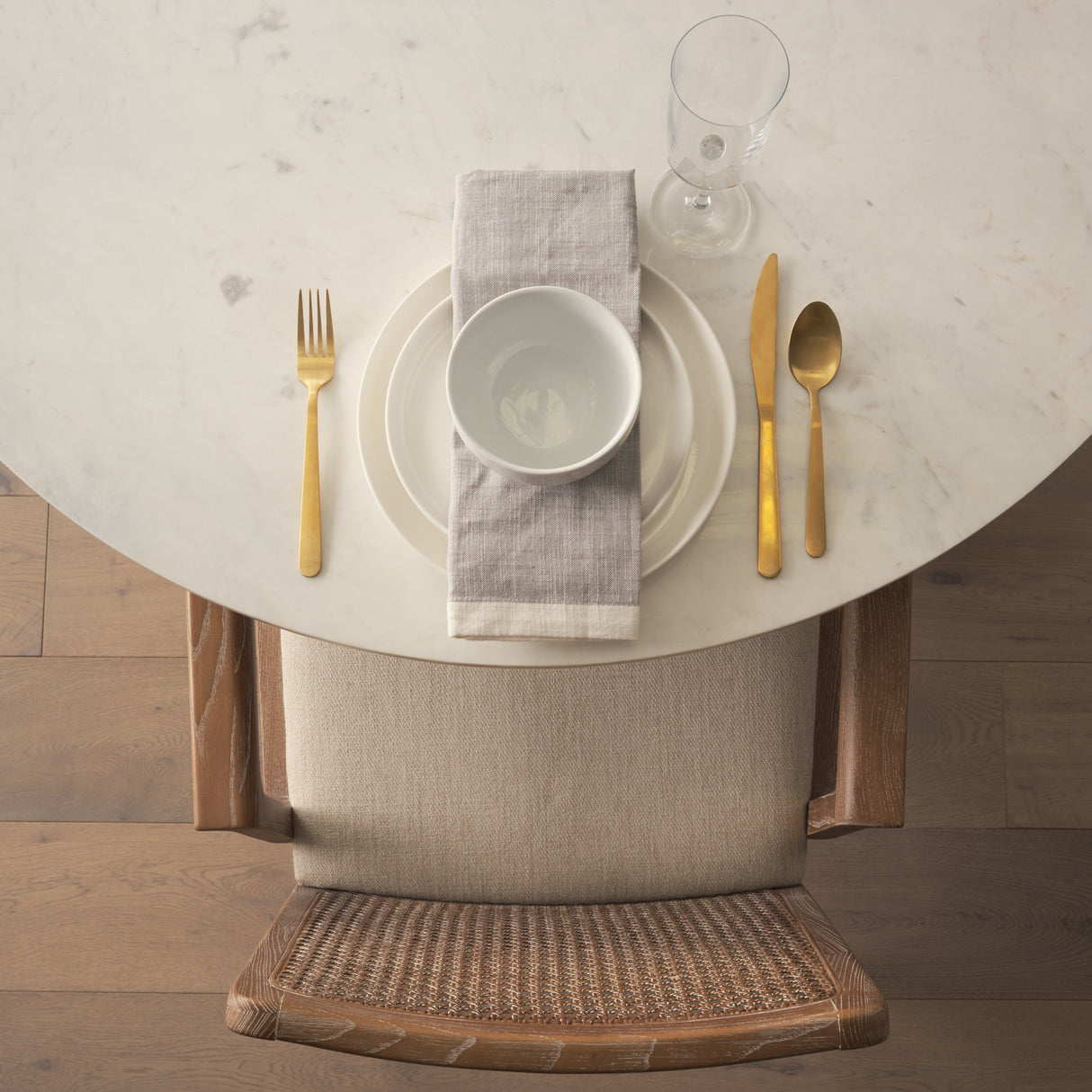 Clara Light Brown Wood W/ Cream Fabric Seat and Cane Back Dining Chair from Mercana - Luna Furniture