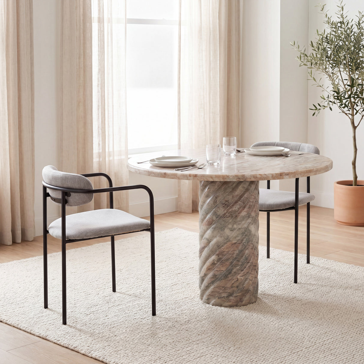 Parker Gray Fabric Seat Black Metal Dining Chair, Set of 2 from Mercana - Luna Furniture
