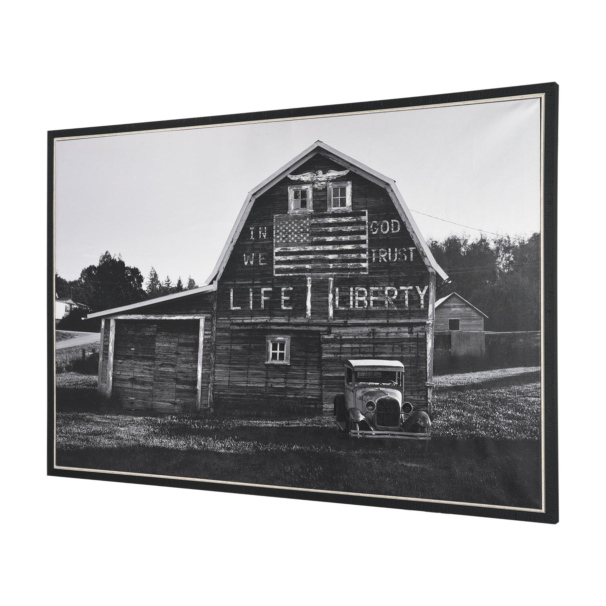 In God We Trust Barn by David Reams a Hand Embellished Textured Framed Canvas Photo Print from Mercana - Luna Furniture