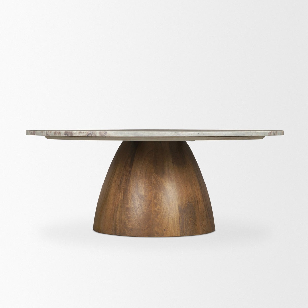 Allyson Round Brown Pedestal w/ Pink Marble Top Coffee Table from Mercana - Luna Furniture