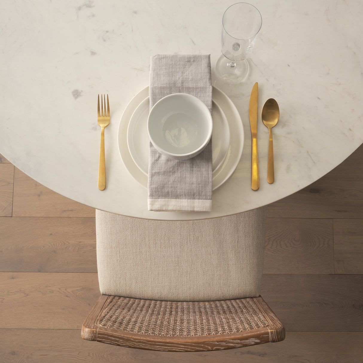 Clara Light Brown Wood W/ Cream Fabric Seat and Cane Back Armless Dining Chair, Set of 2 from Mercana - Luna Furniture