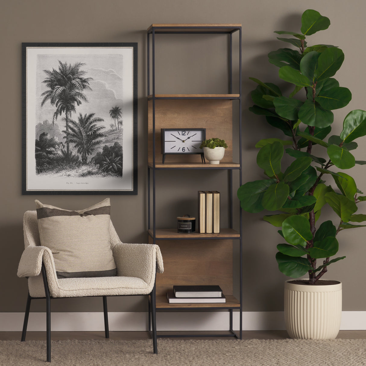 Vintage Palm Tree Drawing V by Les Palmiers Histoire a Hand Embellished Textured Framed Canvas from Mercana - Luna Furniture