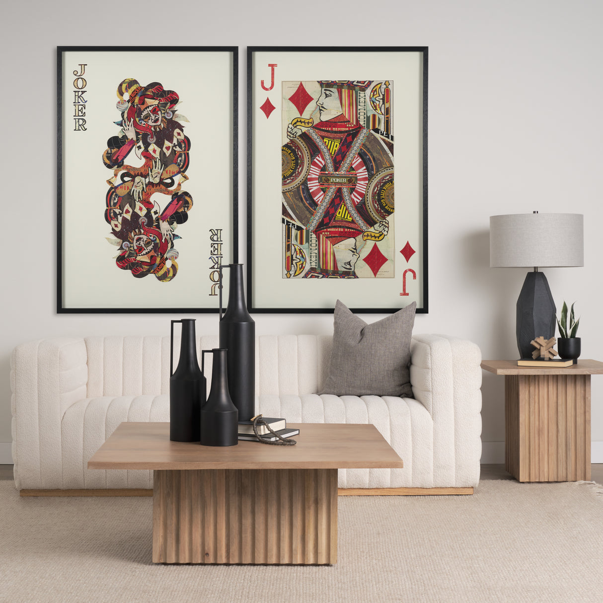 Jack of Diamonds Playing Card a Paper Mosaic Collage Framed Art under Glass from Mercana - Luna Furniture