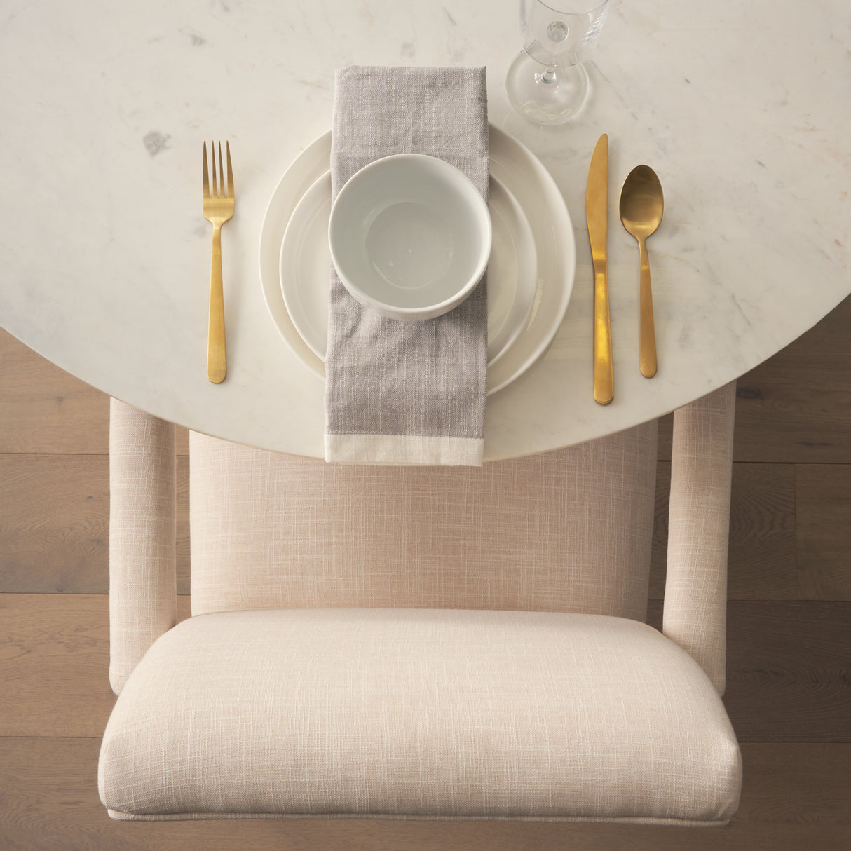 Allyson 48" Round Brown Wood Pedestal w/ White Marble Top Dining Table from Mercana - Luna Furniture