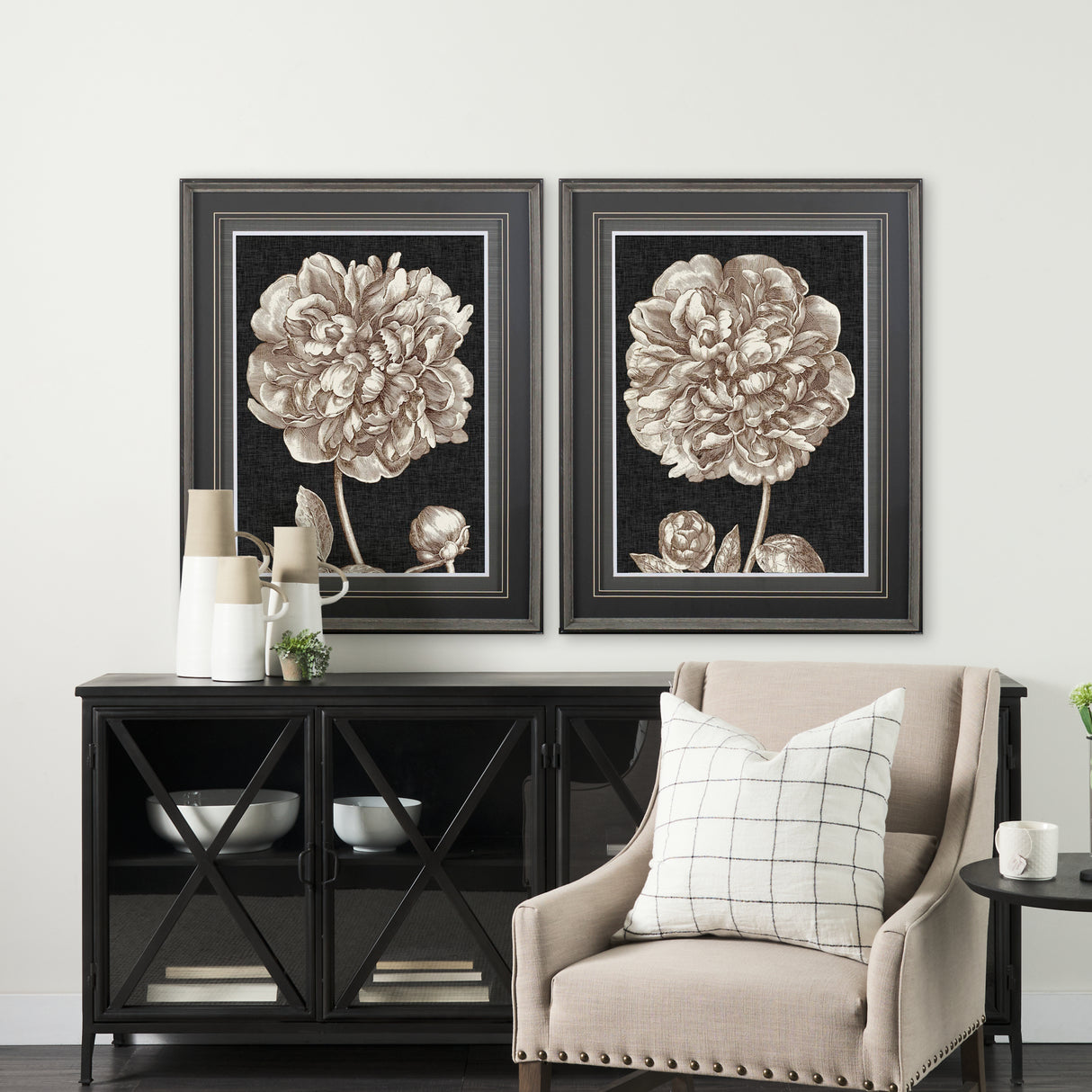 Dramatic Peony II by Vision Studio a Hand Embellished Textured Framed Art Print Matted under Glass from Mercana - Luna Furniture