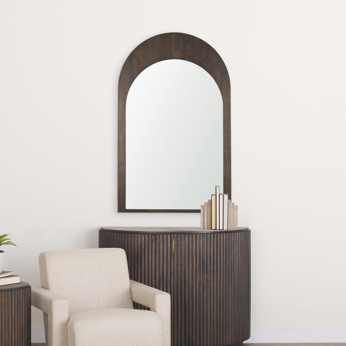 Celeste Dark Brown Medium Arched Mirror from Mercana - Luna Furniture