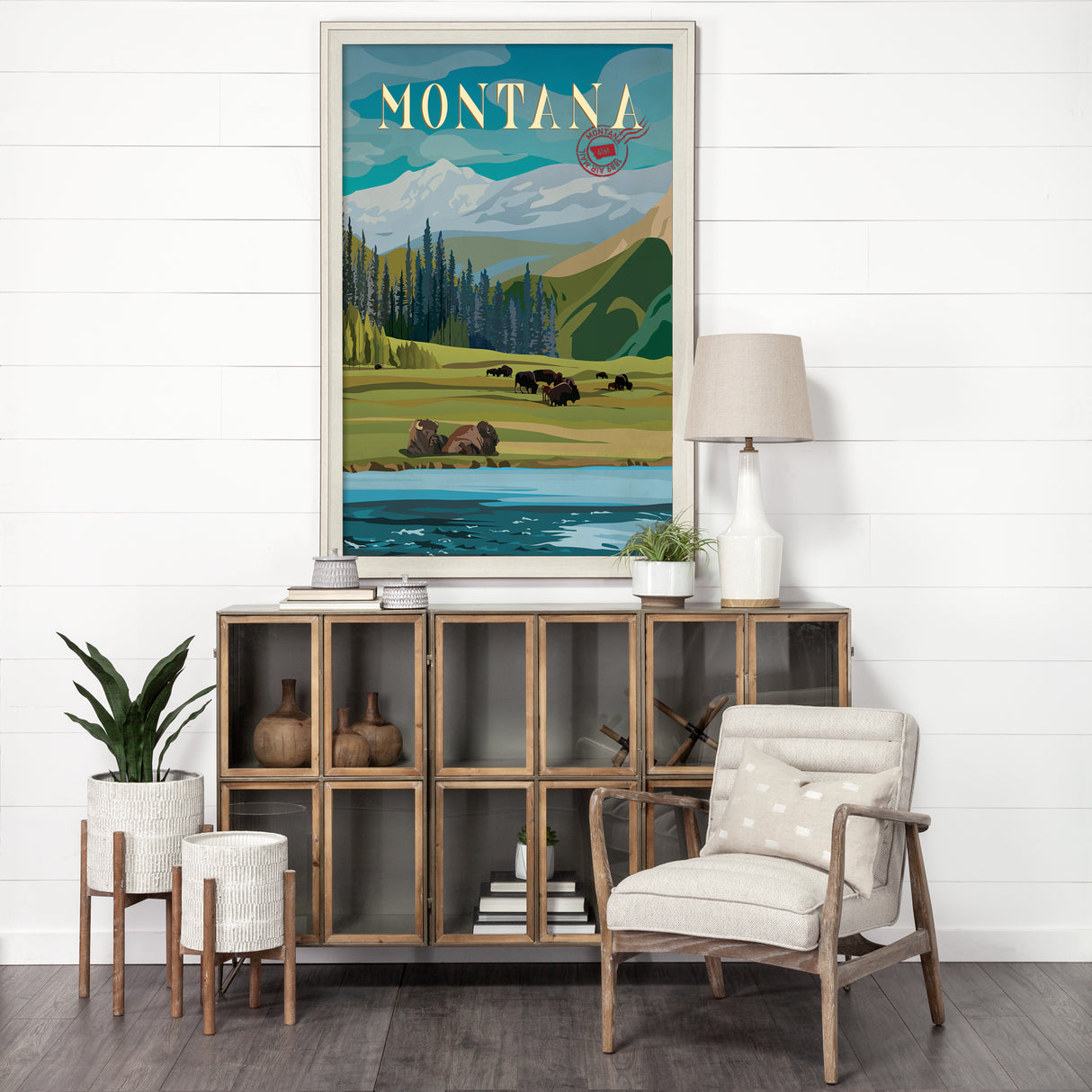 Montana Go USA (XL) by Mercana Studio a Hand Embellished Decograph Framed Art Print under Glass from Mercana - Luna Furniture