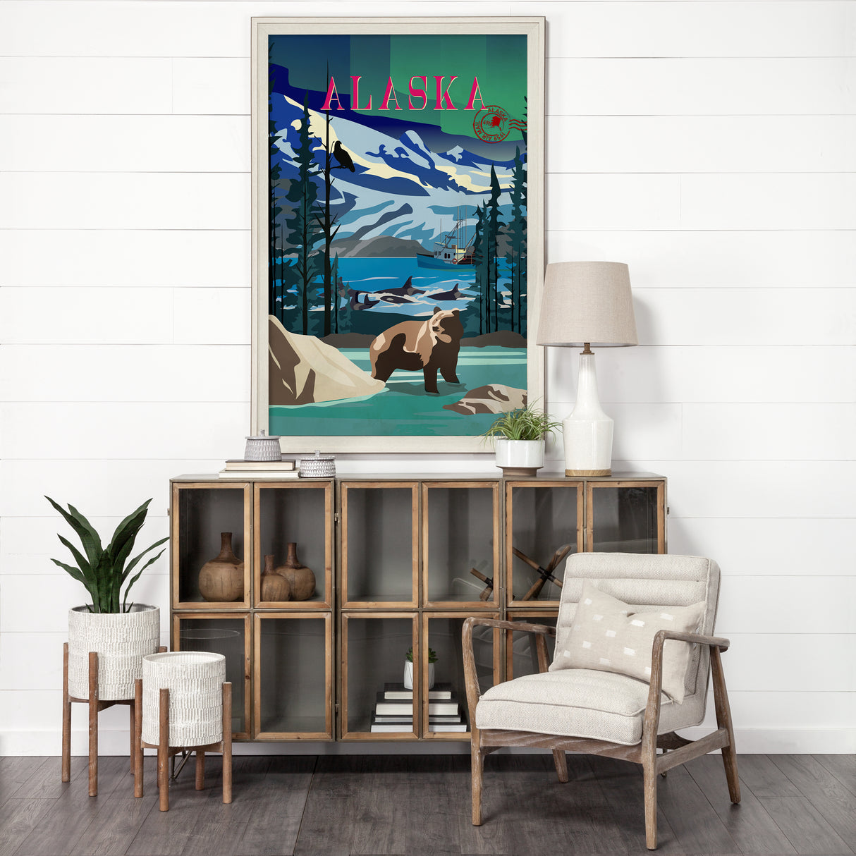 Alaska Go USA (XL) by Mercana Studio a Hand Embellished Decograph Framed Art Print under Glass from Mercana - Luna Furniture