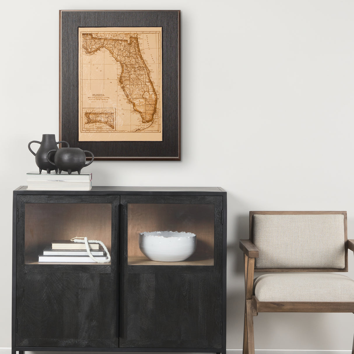 Vintage Florida Map by Mercana Studio a Hand Embellished Textured Framed Art Print from Mercana - Luna Furniture