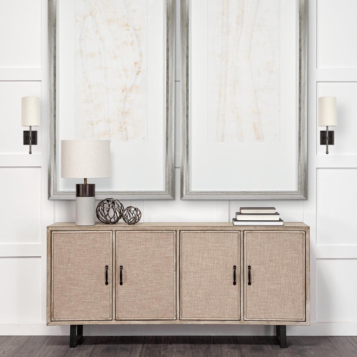 Bourgeois II 9x16 White Fabric Shade Brown Metal Base Wall Sconce from Mercana - Luna Furniture