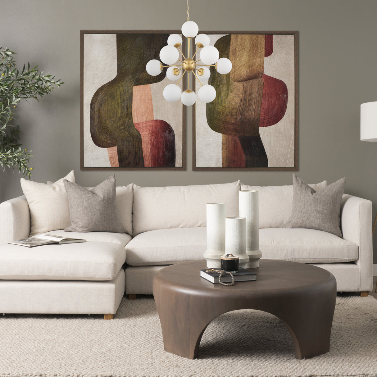 Barbara Brushed Gold Metal w/ Frosted Glass Globes 11-Light Chandelier from Mercana - Luna Furniture