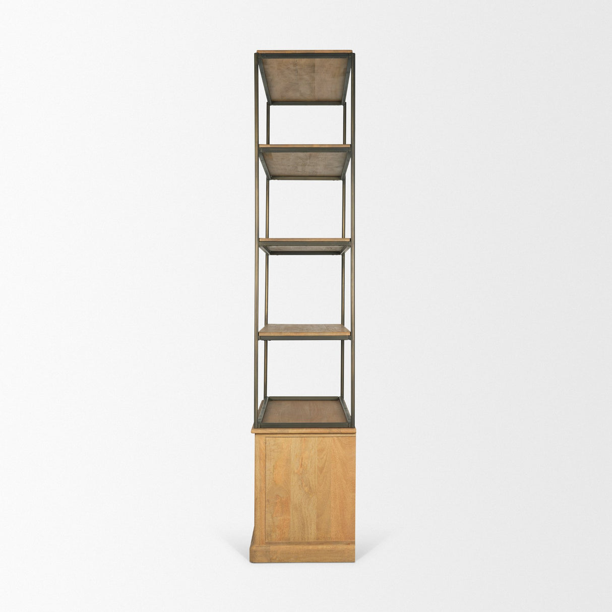 Baron Light Brown Wood w/ Gunmetal 2-Door Open Shelving Unit from Mercana - Luna Furniture