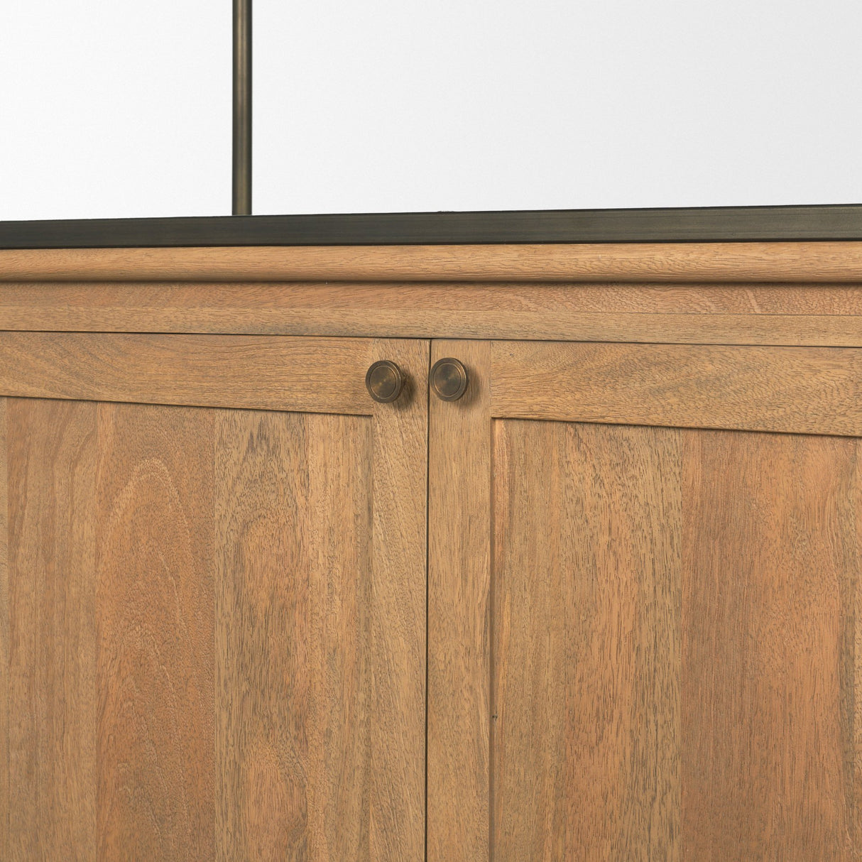 Baron Light Brown Wood w/ Gunmetal 2-Door Open Shelving Unit from Mercana - Luna Furniture