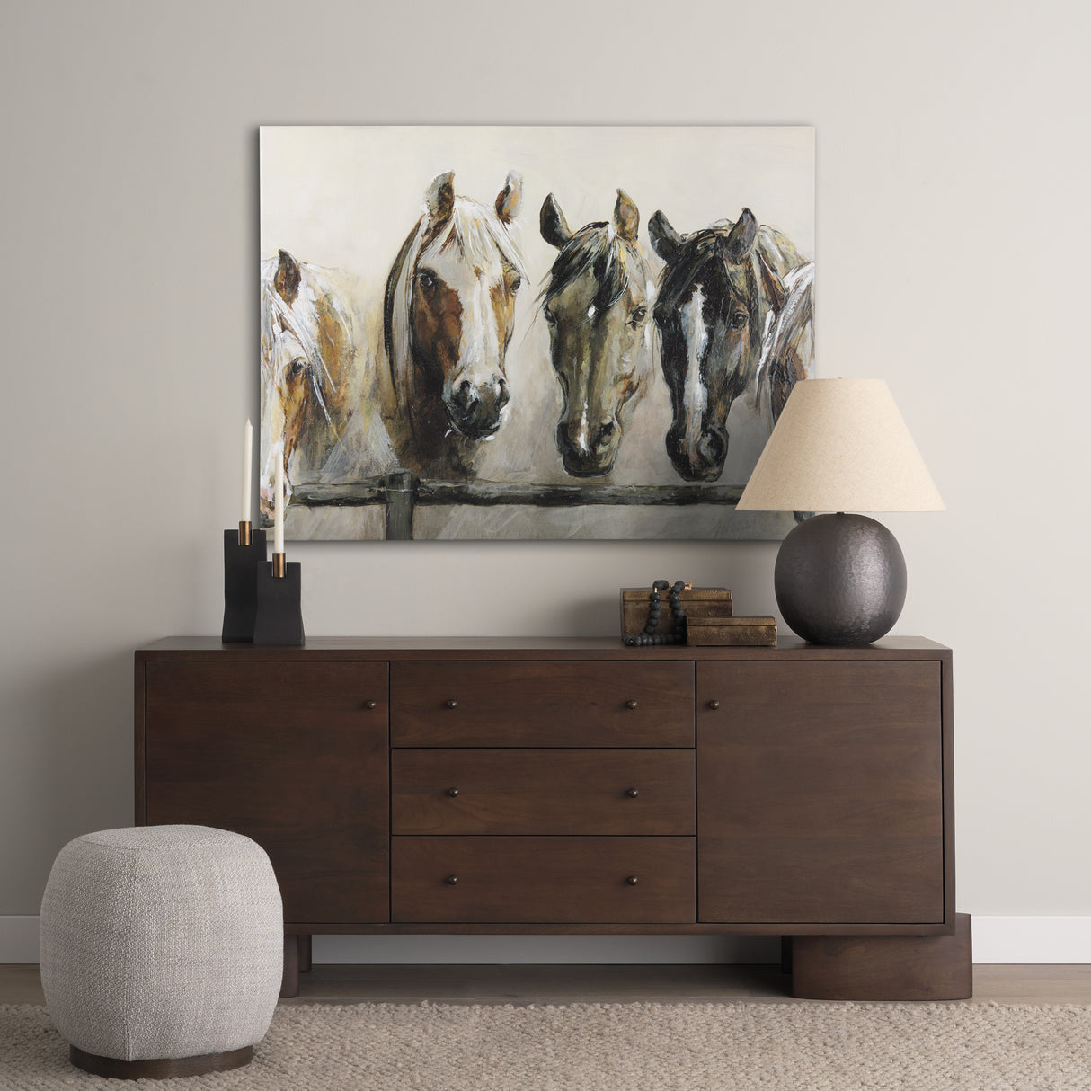 Horses by Natali a Hand Embellished Textured Canvas from Mercana - Luna Furniture