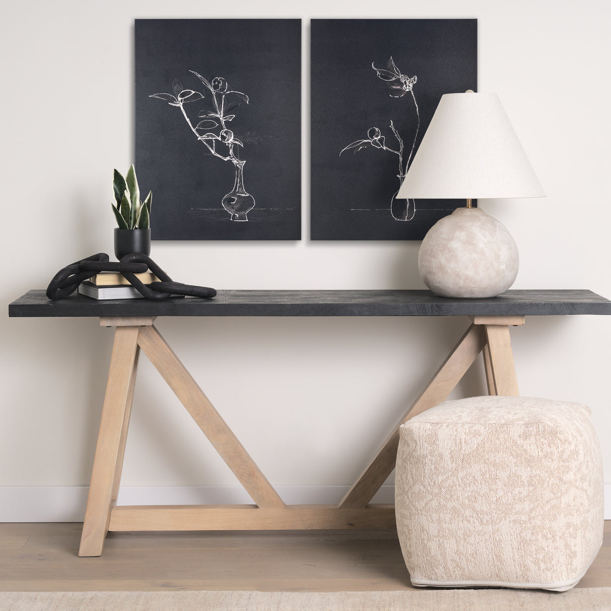 Ikebana Dark I by Mercana Studio a Hand Embellished Textured Canvas from Mercana - Luna Furniture