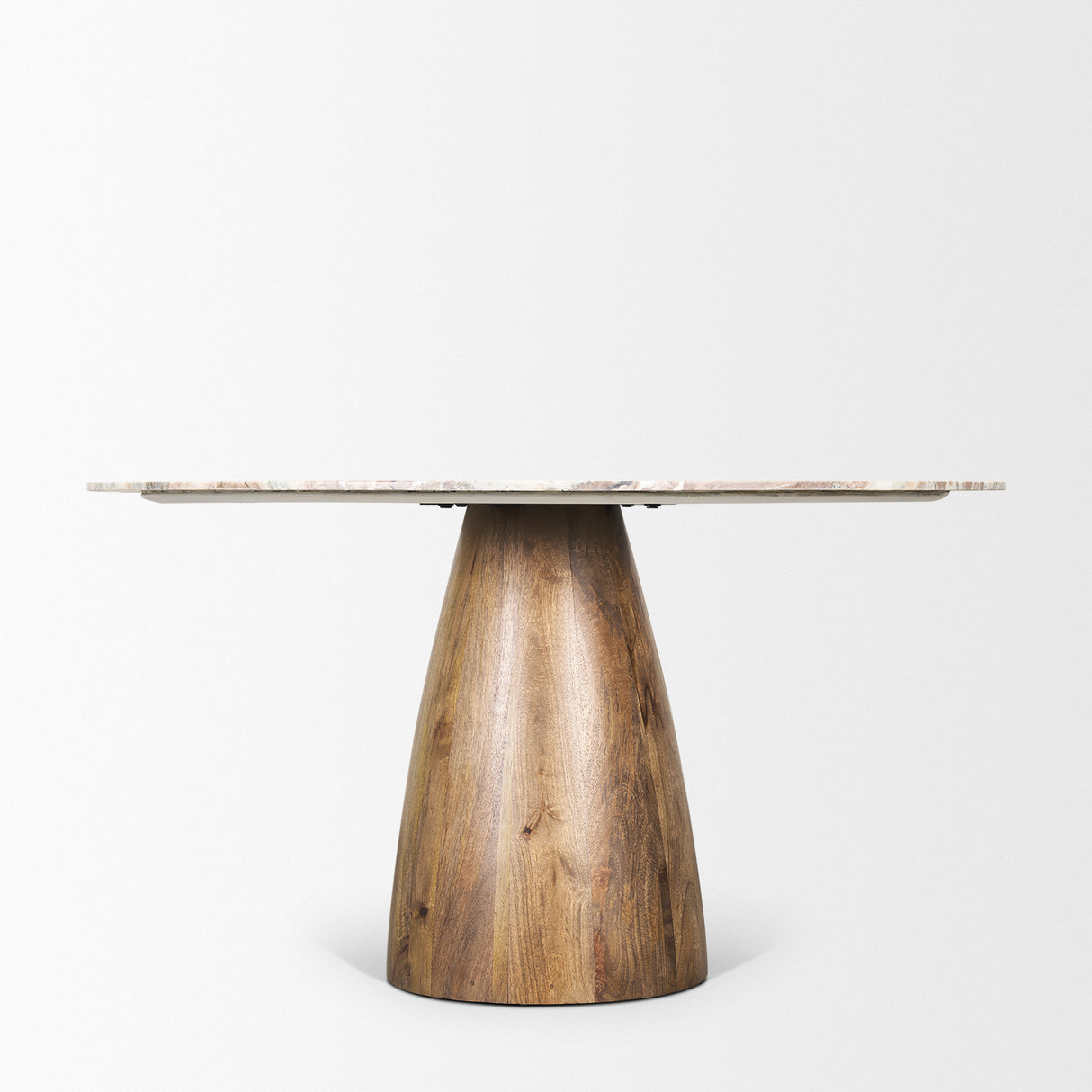 Allyson 54" Round Brown Pedestal w/ Pink Marble Top Dining Table from Mercana - Luna Furniture