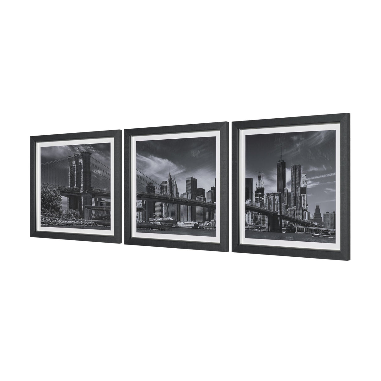 Brooklyn Bridge (Set of 3) by Richard Silver Textured Framed Art Print Matted under Glass from Mercana - Luna Furniture
